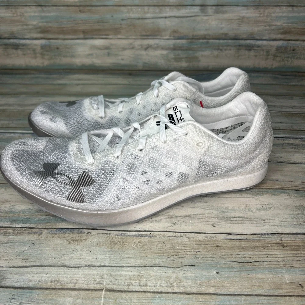 Under Armour Shakedown Elite‎ White Track Field Shoes Cleats Mens 12 Womens 13.5